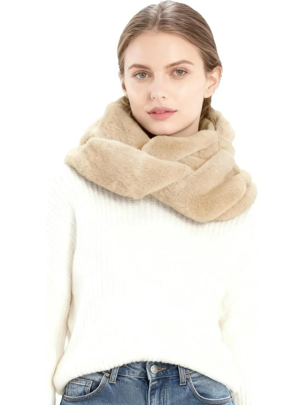 Cozy Faux Fur Hooded Infinity Scarf Combo | Winter Head & Neck Wrap for All